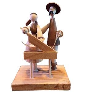 Vintage Kanon Handcrafted Wood Work, Couple Working, 1987